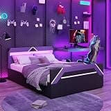 Queen Size Bed Frame with LED Headboard, Hydraulic Storage, No Box,A2