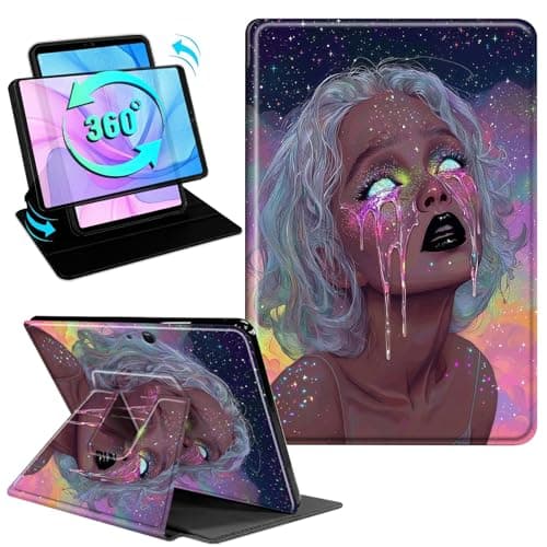 Gmeyutqy Case for Microsoft Surface Pro 11/10/9 13 Inch 2024/2022, 360 Degree Rotating Swivel Stand Flip Shockproof Leather Cover with Auto Sleep/Wake, Clown Woman