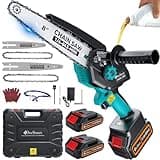 Electric Mini Chainsaw for Pruning Small Trees, Brushless 8 inch & 6 inch Portable Battery Chain saw with 2 Rechargeable Batteries, 1000W Handheld Chain Saw for Wood Cutting, Gifts for Father's Day