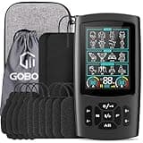 GOBOK TENS Unit Muscle Stimulator, Rechargeable Dual Channel TENS EMS Machine, 28 Modes, 40 Intensity Levels, 3.8-in Color Display, 12 Electrode Pads & EVA Case, Back Neck Shoulder Leg Pain Relief