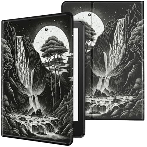 Case for All-New Kindle Paperwhite 12th Generation 7 inch 2024 & Kindle Colorsoft Signature Edition 2024 Lightweight Protective PU Leather Smart Stand Cover with Auto Wake Sleep - Mountain Tree Moon
