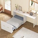 Twin Size Murphy Bed with Adjustable Desk & White Dresser