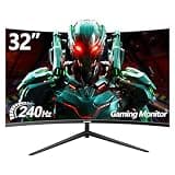 Gawfolk 32 Inch Curved Gaming Monitor 240Hz, 1800R PC Monitor Full HD 1080P, Frameless Computer Dispaly with Freesync and Eye Care Technology, Wall Mountable