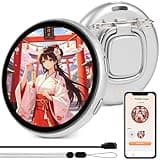 NISUNS Touchscreen Digital LED Display Badge, customizable anime-style wearable. Dynamic smart button for World Cup soccer parties, concerts, bar events, cosplay, and fan activities.