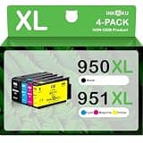 INKOKU 950XL 951XL Ink Cartridges Combo Pack Replacement for HP 950 951 Work with HP OfficeJet Pro 8600 8610 8620 8100 8630 8660 8640 8615 8625 251DW 276DW (Black Cyan Magenta Yellow, 4 XL Pack)