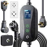 Grasside Carbon Fiber Level 2 EV Charger, 24A Adjustable Current/Timer/Smart Display, NEMA 14-30 Dryer Outlet & 14-50 Plug, 21FT EV Charging Cable, J1772 Connector for SEA J1772 EVs/PHEVs
