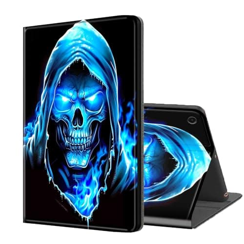 ETLKJVBL for Samsung Galaxy Tab A9 Plus/ A9+ Case, Auto Sleep/Wake, Reaper with Blue Fire Multiple Angles Viewing Folio Stand Case for Samsung Galaxy Tab A9 Plus/ A9+ 11 Inch 2023