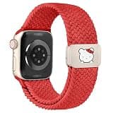 Girovo Cartoon Magnetic Braided Band Compatible with Apple Watch Bands 42/41/40/38mm Women Cute Cat Stretchy Elastic Nylon Strap for iWatch Series 11 10 9 8 7 6 5 4 SE 3 2 1, Red