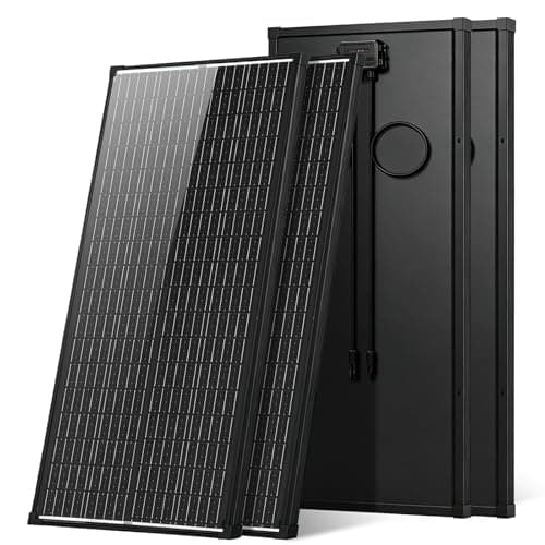 200W Solar Panel, 2×100W N-Type 12V 18BB Monocrystalline Solar Panels, 25% High Efficiency, IP68 Waterproof, for RV, Van, Marine, Camper, Rooftop, Off-Grid, Black