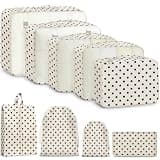 Woobolsalike 9 Set Packing Cubes for Travel Essentials - Lightweight Carry-On Luggage Organizer Bags with Shoe, Clothes & Laundry Bags for Airplane, Family & Business Travel, Polka dots