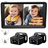 Baby Car Camera for 2 Kids - 7 Inch HD1080P Split Screen Baby Monitor with Dual Backseat Camera 150° Wide View & 360° Rotatable, Night Vision Easy Install, Rear-Facing Baby Car Mirror