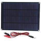 POCREATION Solar Panel Portable Solar Charger, Monocrystalline Silicon 10W 12V Charger with Overcharge Protection, Lightweight 23 X 17cm for Camping Hiking Travel Emergency Phone Charging