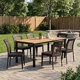 Hassyee 7-Piece Outdoor Dining Set with Acacia Wood Dining Table for Balcony, Backyard, Patio Dining Furniture Set with Comfortable Cushions and Aluminium Frame for Lawn, Poolside (7 PCS Set 2)
