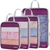 Cambond See Through Mesh Compression Packing Cubes - 4 Piece Expandable Space Saving Packing Cubes for Travel, Lightweight Travel Bags Luggage Packing Organizer Essentials for Suitcases, Purple