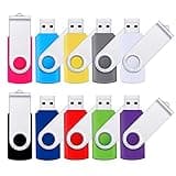 4GB USB 2.0 Flash Drive Pnstaw Swivel Memory Stick Thumb Drive Pen Drives Jump Drive for Data Storage, File Sharing(10 Pack,Multi-Color) (4GB)