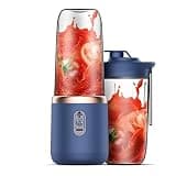 Portable Cordless Juicer Cup, USB Rechargeable Mini Blender with Leak-Proof Travel Lid, Self-Cleaning Personal Smoothie Maker, Wireless Mixer for Shakes, Fruit Juice, Gym, Travel, Camping