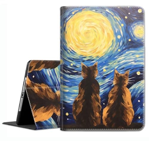 Case for iPad A16 11th Gen 11 Inch (2025), 10th Gen 10.9 Inch (2022) Model A3354, A3355, A3356, A2696, A2757, A2777 ,Slim Fit Standing Cover with Auto Sleep/Wake,Starry Night Cat