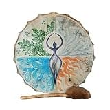 POENVFPO Shaman Drum, Handcrafted Tree of Life Design Percussion Instrument with Leather Drumstick for Music Lovers and Home Decor