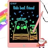 BUKEBU LCD Writing Tablet Doodle Board,10.5 inch Colorful Drawing Pad,Electronic Drawing Tablet, Drawing Pads,Travel Gifts for Kids Ages 3 4 5 6 7 8 Year Old Girls Boys (Pink)