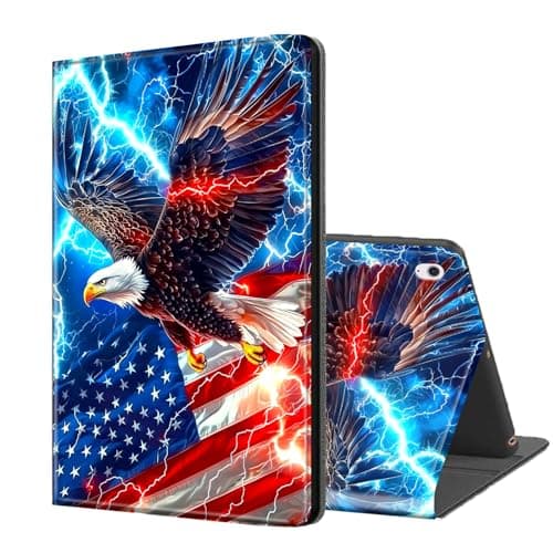 ETLKJVBL for iPad A16 Case, Stand Cover Multi Angle Viewing, Auto Sleep/Wake, American Flag Eagle Exquisite Leather for iPad 11th Generation Case