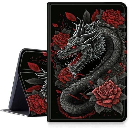 Dragon Red Roses Case for iPad Air 11 inch 2024 M2, Shockproof PU Leather Folding Adjustable Stand Case with Auto Sleep/Wake for 11" iPad Air Case 2024 Air M2
