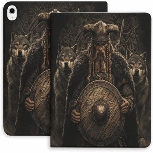 Viking Warrior Wolves Shield Case for iPad 9th/10th/11th Gen,Mini 5/4/3/2/1(7.9in) Mini 6 (8.3in) Mini 7(8.3in),Air 4/5/6/7,Pro 11in(2020/2021/2022/2024) Auto Wake/Sleep