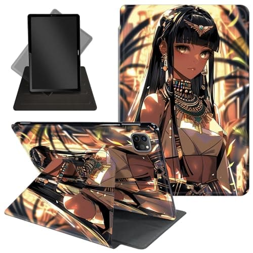 Case for iPad Pro 12.9 Inch 6th/5th/4th Gen (2022/2021/2020),360 Degree Rotating Protective Stand Cover with Auto Wake/Sleep,Cartoon Egyptian Woman