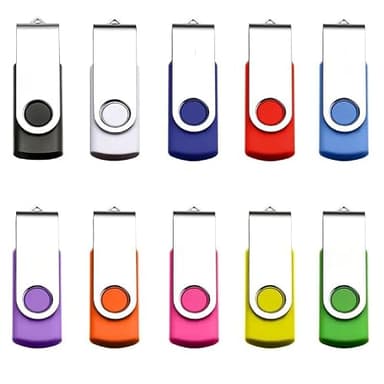 Flash Drive USB 2.0 10 Pack Swivel Blank Memory Stick Pnstaw Bulk Thumb Drive Pen Drives Jump Drive for Data Storage, File Sharing(10 Pack,Multi-Color) (10, 128, MB)