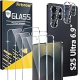 firtstnow 3 Pack for Samsung Galaxy S25 Ultra Screen Protector Tempered Glass + 3 Pack Camera Lens Protector, Military Grade Shatterproof, 9H Hardness, Fingerprint Unlock,Case Friendly 6.9 Inch