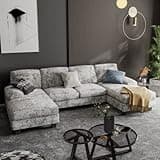 Furniwell Convertible Sectional Sofa Couch, 4 Seat Sofa Set for Living Room U-Shaped Modern Fabric Modular Sofa Sleeper with Double Chaise & Memory Foam (Fabric, Grey)