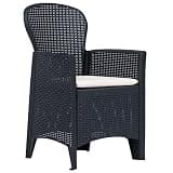 DXKDUSOKJ Plastic Patio Chairs 2 Pack with Cushions, Rattan Look Outdoor Dining Chairs for Garden Terrace, Lightweight and Easy to Assemble