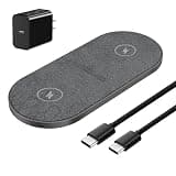 BAQASG Dual 20W Wireless Charger, 2 in 1 Fast Wireless Charging Pad for iPhone 17 16 15 14 13 12 11 Pro Max/XS/8 Plus,Airpods,Samsung Galaxy/Note,Galaxy Buds,Google Pixel (with USB-C Adapter)