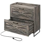 Halitaa Lateral File Cabinet with 2 Drawers, Large Printer Stand for Legal/A4/Letter Hanging Files, Dark Oak