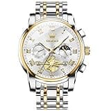 OLEVS Luxury Silver Men Watch Analog Quartz Silver Gold Stainless Steel Men's Watch Casual Wristwatch for Men Business Classic Mens Watches Gold White Dial Relojes para Hombres Fashion Mens Watches