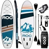 Roc Inflatable Stand Up Paddle Board with Premium SUP Paddle Board Accessories, Wide Stable Design, Non-Slip Comfort Deck for Youth & Adults (Navy W/Kayak Seat)