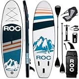 Roc Inflatable Stand Up Paddle Board with Premium SUP Paddle Board Accessories, Wide Stable Design, Non-Slip Comfort Deck for Youth & Adults (Navy W/Kayak Seat)