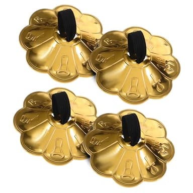 UTHCLO Finger Cymbals Easy to Hold 2 Pairs for Belly Dance Copper with Plum Blossom Lace Hand Percussion Musical Instrument, Improves Sense of Rhythm for Dancers and Stage Performance