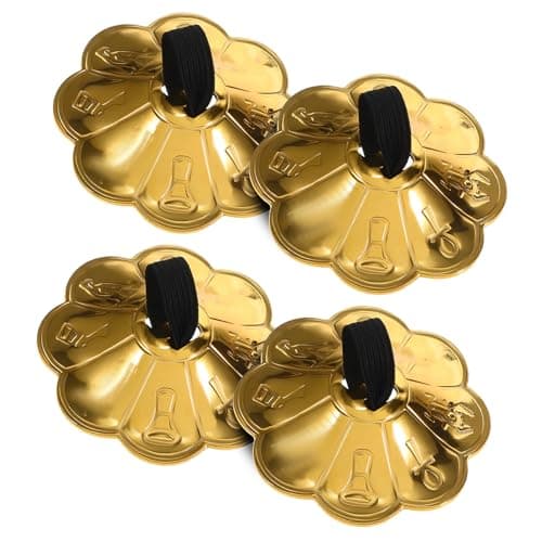 UTHCLO Finger Cymbals Easy to Hold 2 Pairs for Belly Dance Copper with Plum Blossom Lace Hand Percussion Musical Instrument, Improves Sense of Rhythm for Dancers and Stage Performance