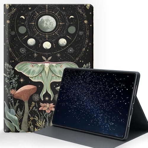 ZXYBNMLE for Samsung Galaxy Tab A11 Plus/A11+ 5G 11 Inch 2025 (SM-X230/X236B) Tablet Protective Cover with Adjustable Stand and Magnetic Auto Wake/Sleep,Moth Moon Phase Mushroom