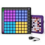 MIDI Pad Beat Maker Machine with 64 Velocity Sensitive RGB Pads, Portable MIDI Controller 8 * 8 Backlit Beating Machine with Easy Mode for Ableton Live and Logic Pro Performances