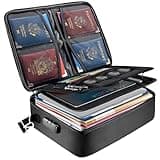 BALEINE Fireproof Document Box with Lock, Portable Fireproof Document Bag Waterproof Fire Proof File Boxes for Documents, File Organizer Box for Important Paperwork (Black, 15''x11''x4'')