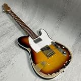 Heavy 3 Tone Sunburst Rhxflame Road Worn Electric Guitar, Alder Body, Bost Switch, Coil Split, Roasted Canada Maple Neck & Fingerboard, Rounded End Frets