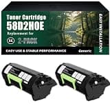 58D2H0E Toner Cartridge Work for Lexmark MS-725 MS-821 MS-822 MS-823 MS-825 MX-721 MX-722 MX-725 MX-822 MX-826 Printers, High-Capacity 25000 Pages, Clear Lines (2-Pack Black)