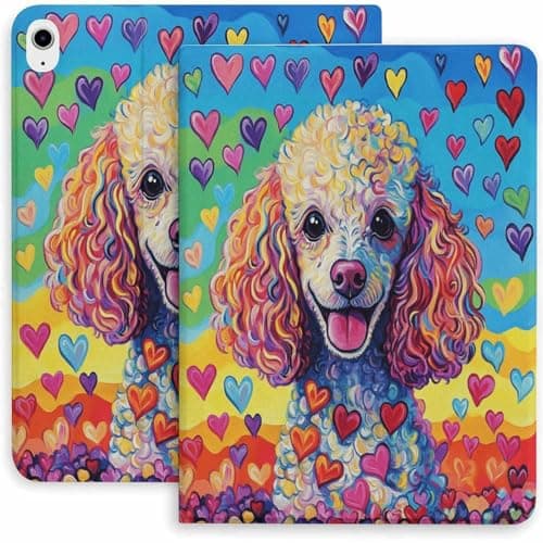 Poodle Love Hearts Case for iPad 9/10/11th Mini 5/4/3/2/1(7.9in) Mini 6(8.3in) Mini 7(8.3in),Air 4/5/6/7,Pro 11in(2021/2022/2024)