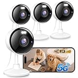 2K Cameras for Home Security, 5G & 2.4G WiFi Security Camera Indoor Outdoor for Baby Pet Dog Cat Nanny, 2-Way Audio, Color Night Vision, Siren, 24/7 Local Recording, IP65, Work with Alexa, K07-4P