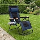 XUOXFUTZIG Zero Gravity Chair Foldable Lounge Chair Portable Outdoor Recliner with Pillow and Detachable Cup Holder Tray for Lawn Patio Pool Beach, Blue