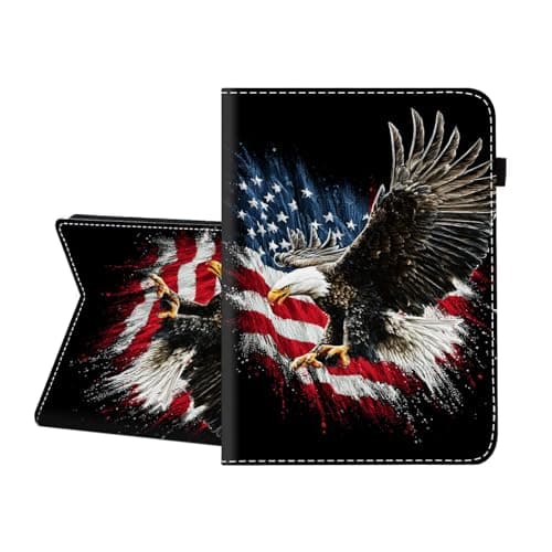 CICPLKSE Case for Samsung Galaxy Tab A11 + Plus/A9 + Plus 5G 11 Inch 2025/2023,Premium PU Leather Cover with Auto Sleep Wake,American Flag Bald Eagle