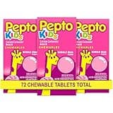 Pepto Kids Bubblegum Antacid Tablets Chewable, Upset Stomach Relief for Kids, Heartburn Relief, Acid Indigestion and Sour Stomach Relief, 72 Chewable Tablets (3x24 ct)