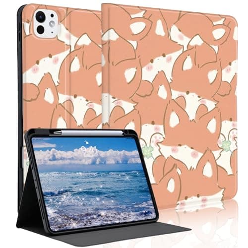 Idocolors Cute Fox Case for 10.9" iPad Air(2025/2024) Air4/Air5(2020/2022) with Pencil Holder, Auto Wake/Sleep Leather Soft TPU Back Cover for Women Girls