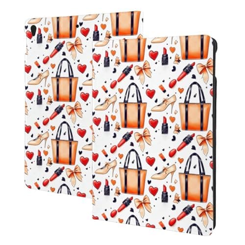 Compatible with iPad 9th/8th/7th Generation Case - Heels Lipstick Handbag Print Compatible with iPad 10.2 Case, Folio Stand, Auto Wake/Sleep, Tablet Case Cover